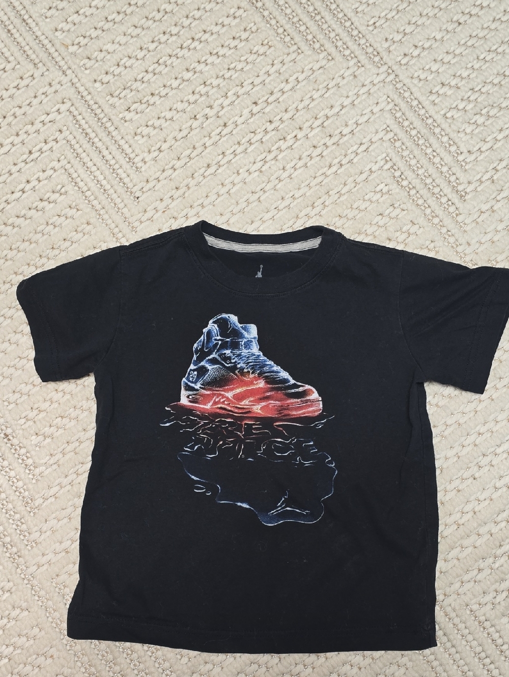 Jordan Black Tee with Red and Blue Sneaker Graphic